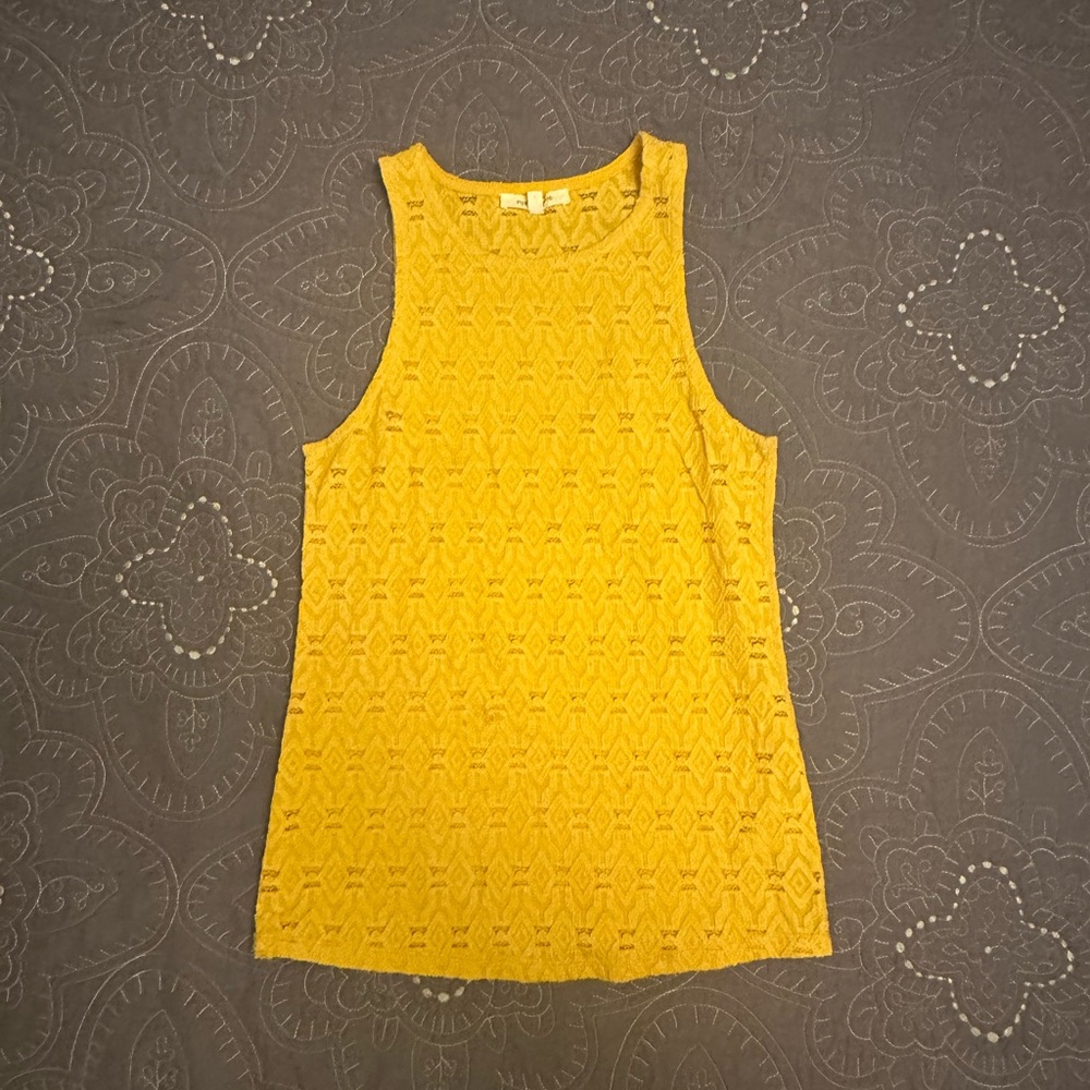 Anthropologie Pure Good Yellow Sleeveless Lace Top